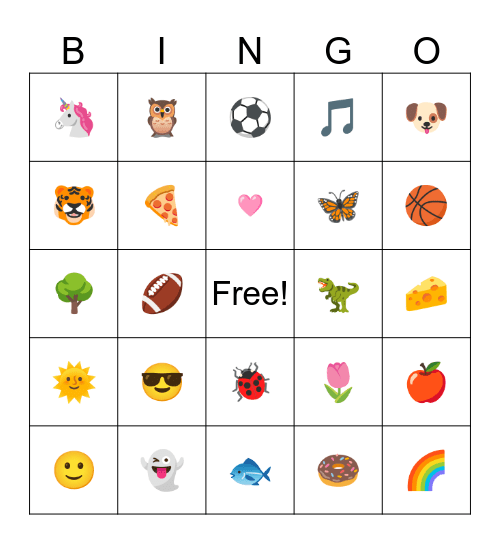 Emoji Bingo! Bingo Card
