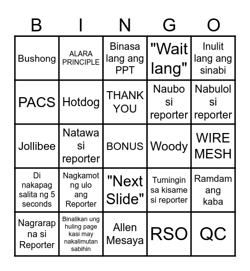 QA/QC GROUP 2 REPORT Bingo Card