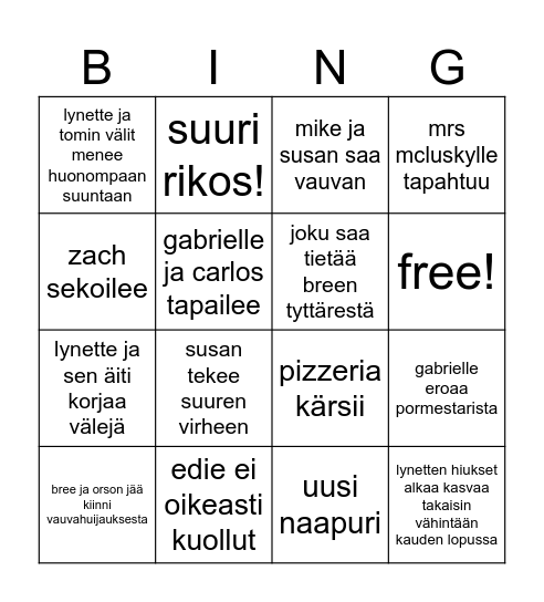 desperate housewives kausi 4 Bingo Card