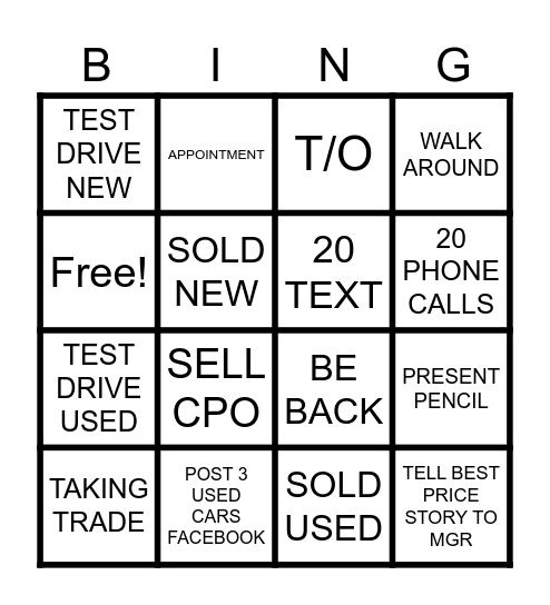 MONDAY FUN Bingo Card