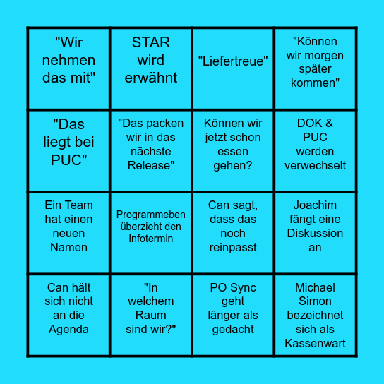 PIP BINGO DOK Bingo Card