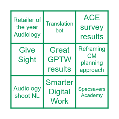 Achievement bingo Card