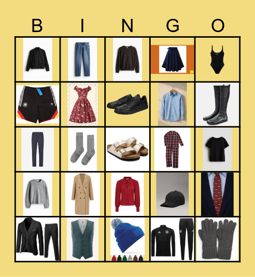 Kleidung BINGO Card