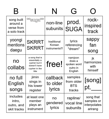 arirang bingo! Bingo Card