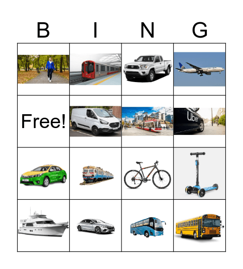 TRANSPORTATION Bingo Card