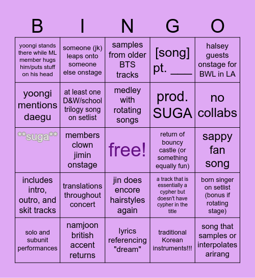 arirang bingo! Bingo Card