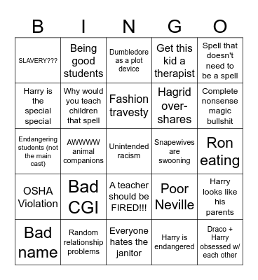 Harry Potter Bingo! Bingo Card