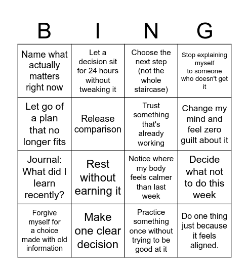 Week 4 - Decide, Integrate, Release Bingo Card