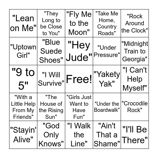 Music Bingo Card