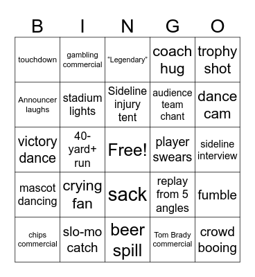 Superbowl LX Bingo Card