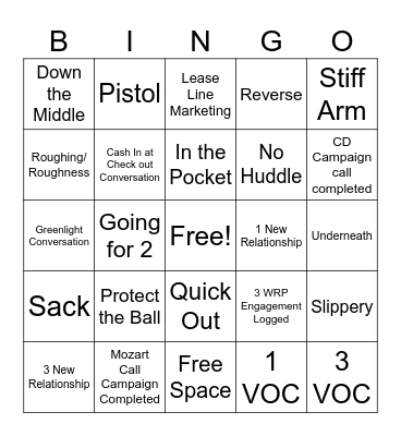 Football Bingo Card