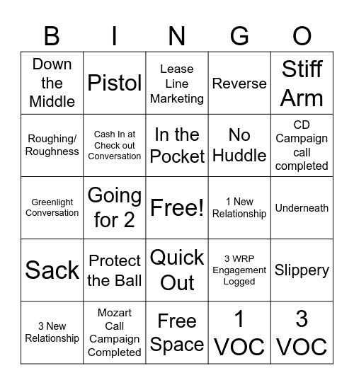 Football Bingo Card