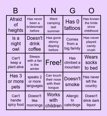 ICE BREAKER Bingo Card
