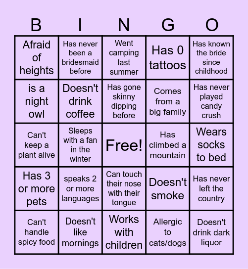 ICE BREAKER Bingo Card