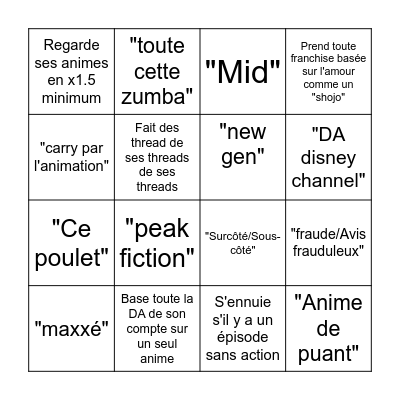 Anime-fan "Post COVID/Netflix" starter pack Bingo Card