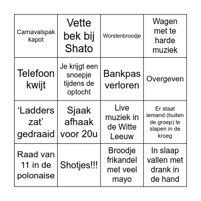 Domenie en Co Carnavalsbingo Card