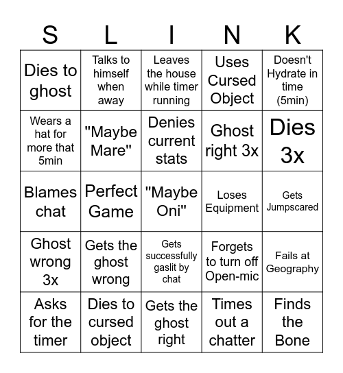 Slink Bingo (v3.1) Bingo Card
