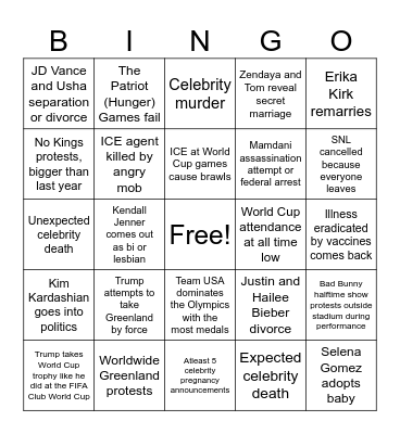 2026 Bingo Card