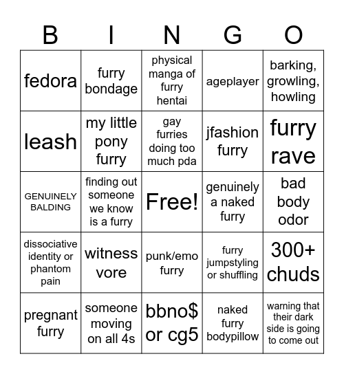 furcon Bingo Card