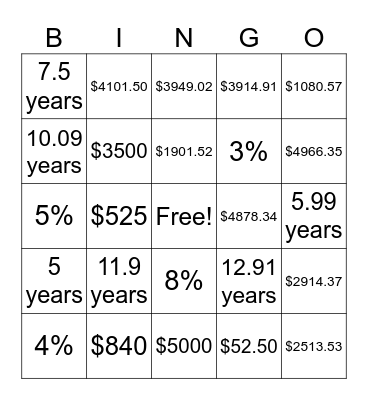 Discrete Math 1.1 Interest Bingo Card