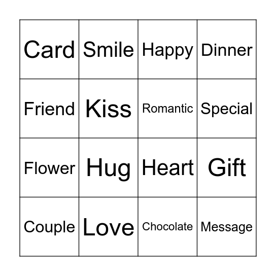 Valentine's Day Bingo Card