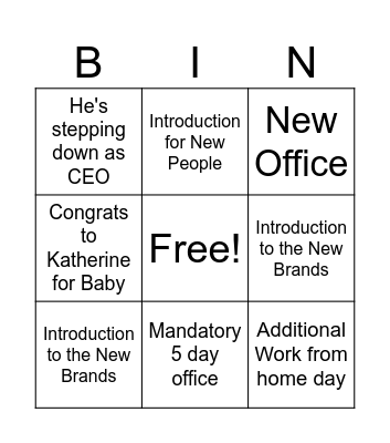 Tomer Visit Bingo Card
