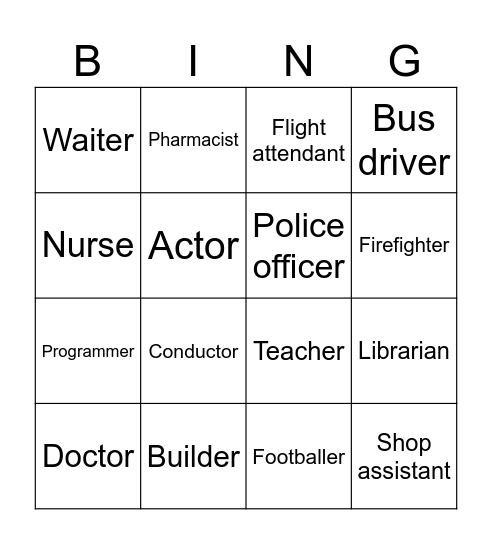 Jobs Bingo Card
