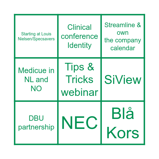 Achievement bingo Card