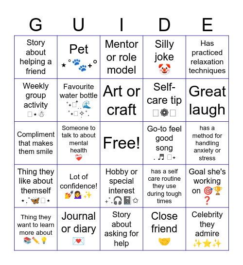 Find a fellow Guide who has a... Bingo Card