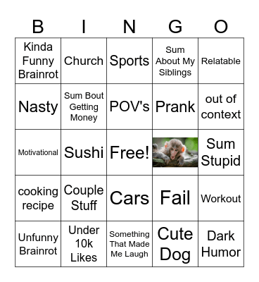 IG reels Bingo Card
