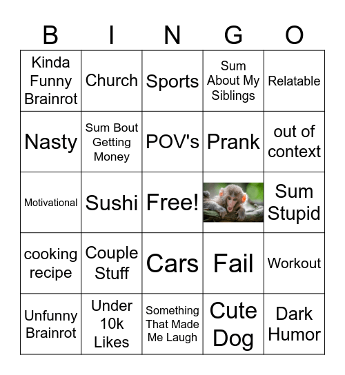 IG reels Bingo Card