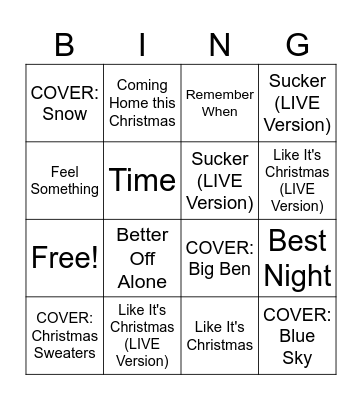 A Very Jonas Christmas Movie Bingo Card