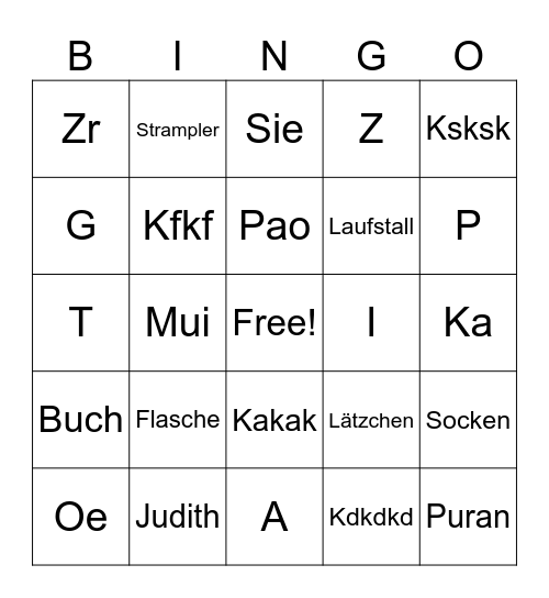 Babyshower Bingo Card