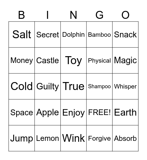 DDFH Bingo Card