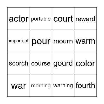 WORDS!! Bingo Card