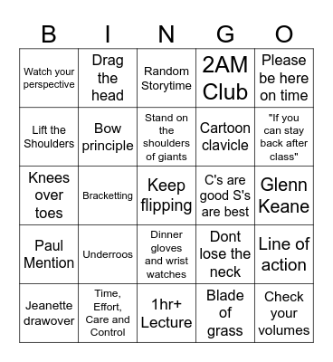 Cory Bingo Card