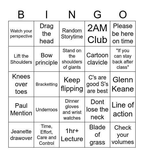 Cory Bingo Card