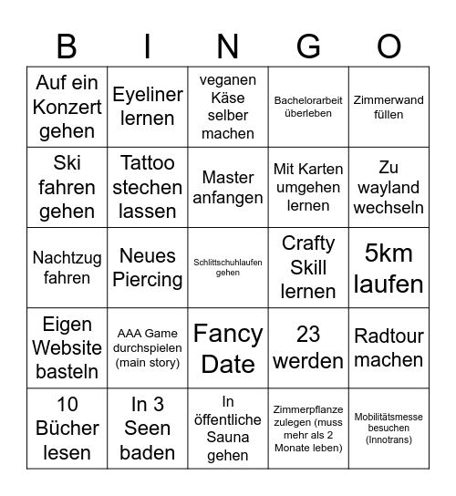 2026 Bingo Card