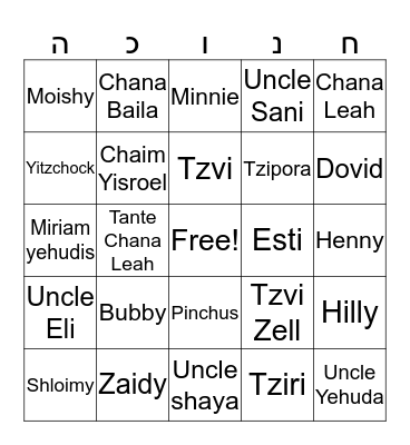 Elefant Family Bingo Card