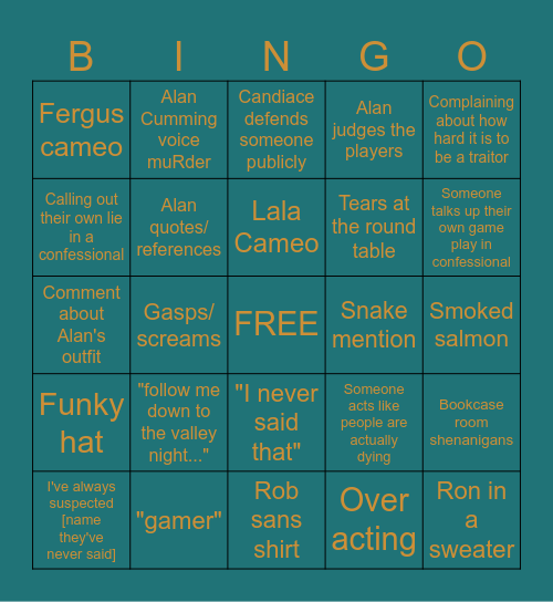 TRAITORS BINGO Card