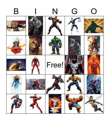 Marvel Superheroes Bingo Card