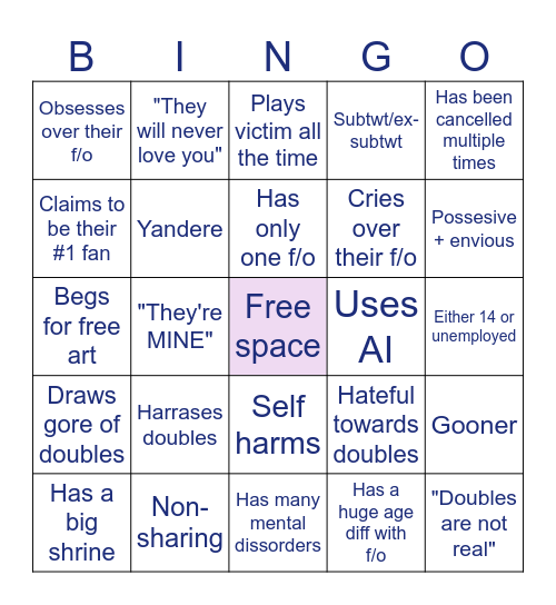 Toxic yumeship Bingo Card