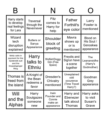 Dresden Files Bingo Card