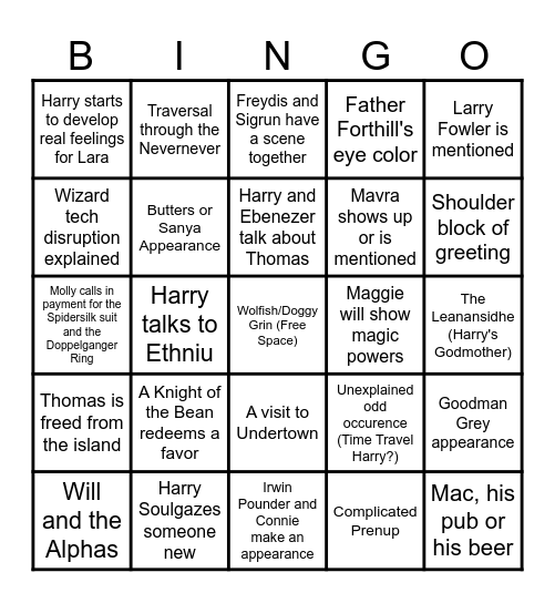 Dresden Files Bingo Card