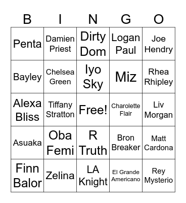 Rumble Bingo Card