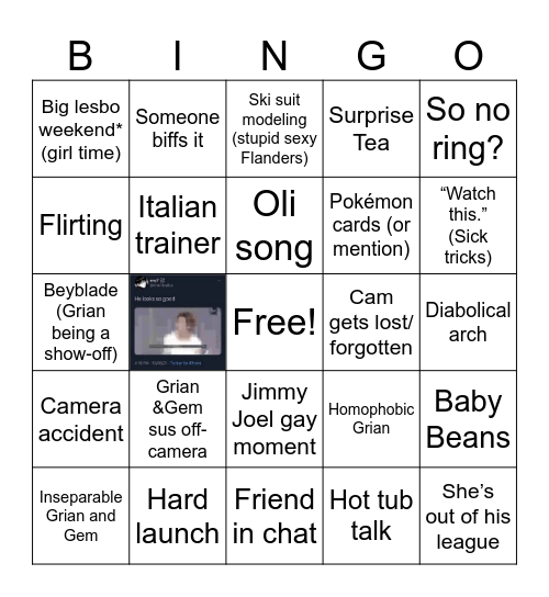 Après-ski Bingo Card