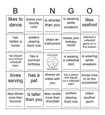 Team BINGO! Find someone who... Bingo Card