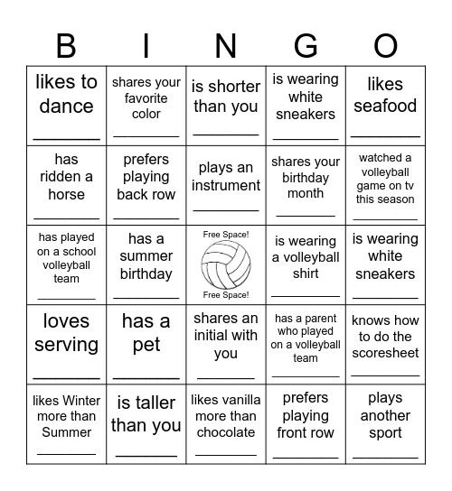 Team BINGO! Find someone who... Bingo Card