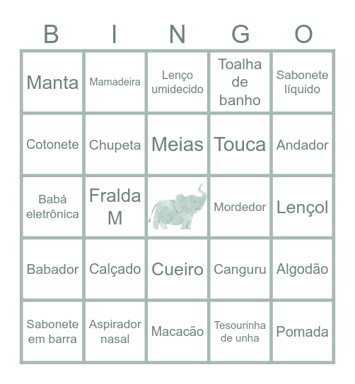 Chá e fraldas Otto Bingo Card