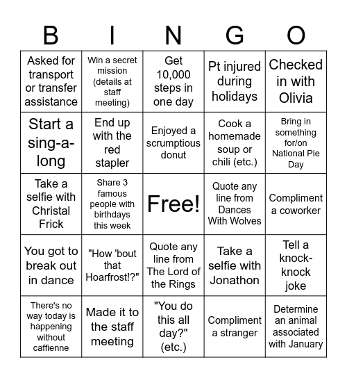 Jan Bingo Card